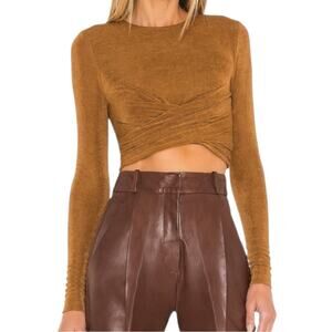 Significant Other Women’s Size 4 Shimmery Gold Crossover Waist Texas Cropped Top